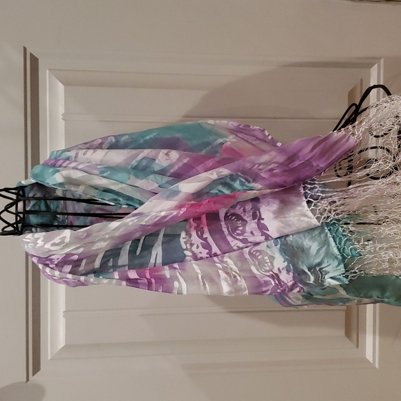 NWT Satin Fringe hand dyed shawl - Picture 1 of 8